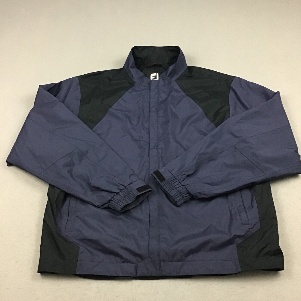 FootJoy DryJoys Jacket Men Extra Large Blue Black Zip Golf Windbreaker XL